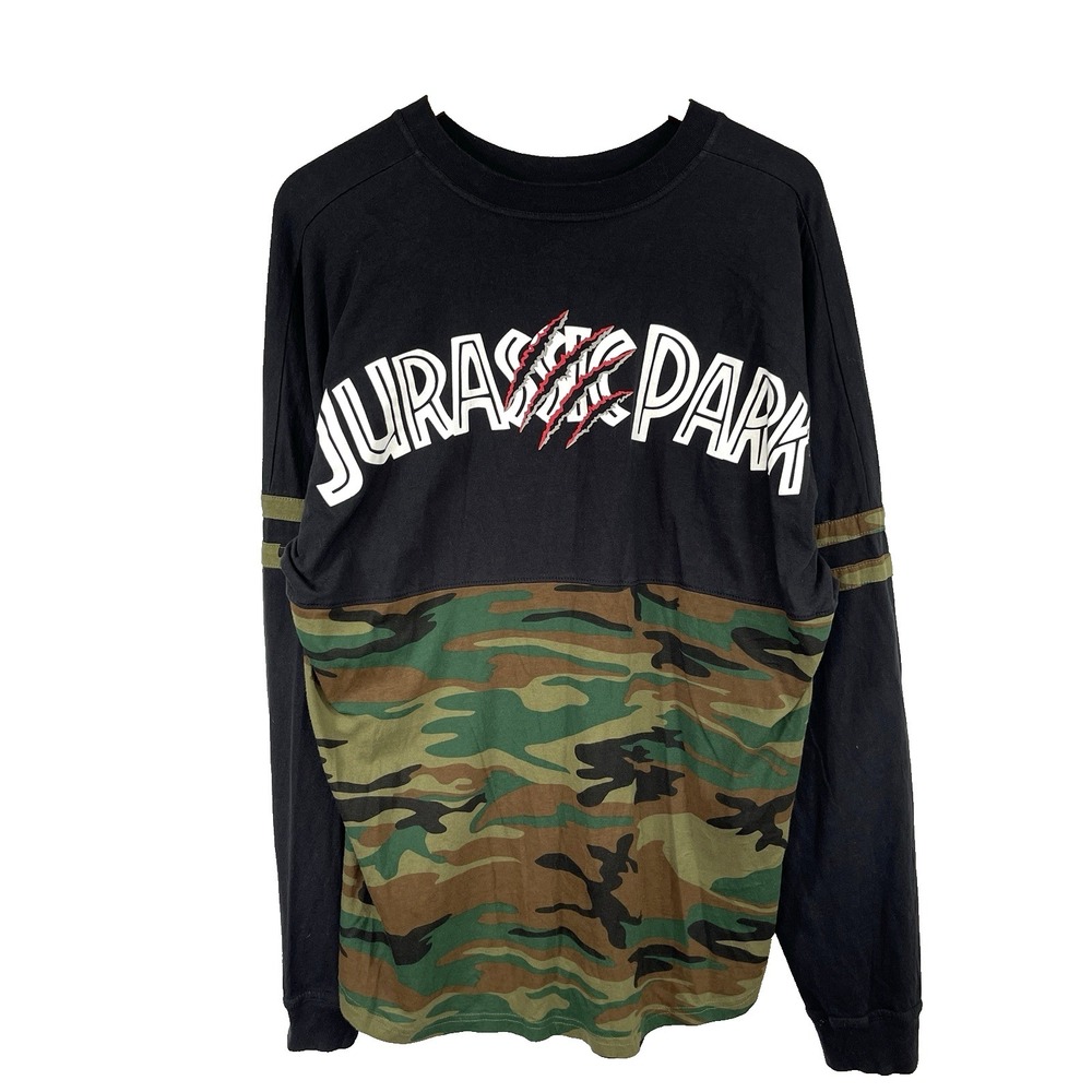 Jurassic Park Spirit Jersey Shirt Universal Studios Ride Movie Promo Camo Size L